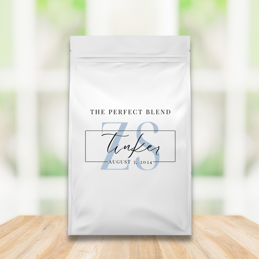 Custom Coffee Bag Wedding Favor DUSTY BLUE INITIALS | Personalized Coffee Bag | Unique Wedding Shower Favor | Tea Coffee Favor | Baby Shower Favor | Minimalist