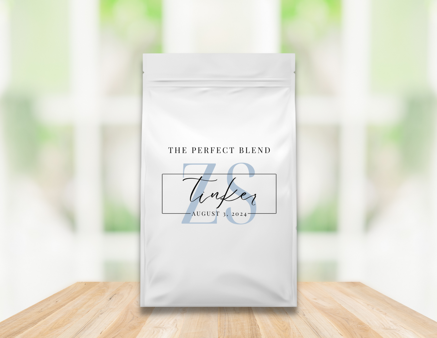 Custom Coffee Bag Wedding Favor DUSTY BLUE CIRCLE| Personalized Coffee Bag | Unique Wedding Shower Favor | Tea Coffee Favor | Baby Shower Favor | Minimalist
