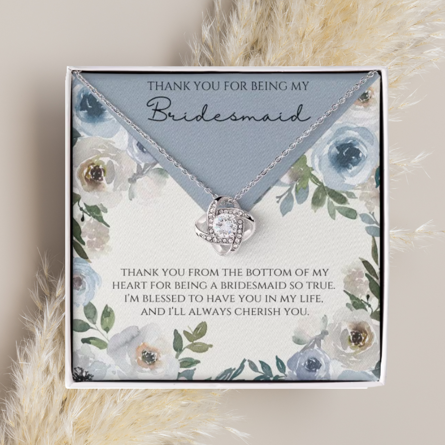 Maid of Honor Thank You Gift | Bridesmaid Necklace |  Thank You | White Gold | Yellow Gold | Matching Bridesmaids Gifts