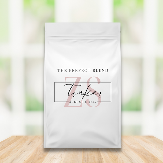 Custom Coffee Bag Wedding Favor BLUSH PINK ROSE GOLD INTIALS | Personalized Coffee Bag | Unique Wedding Shower Favor | Tea Coffee Favor | Baby Shower Favor | Minimalist
